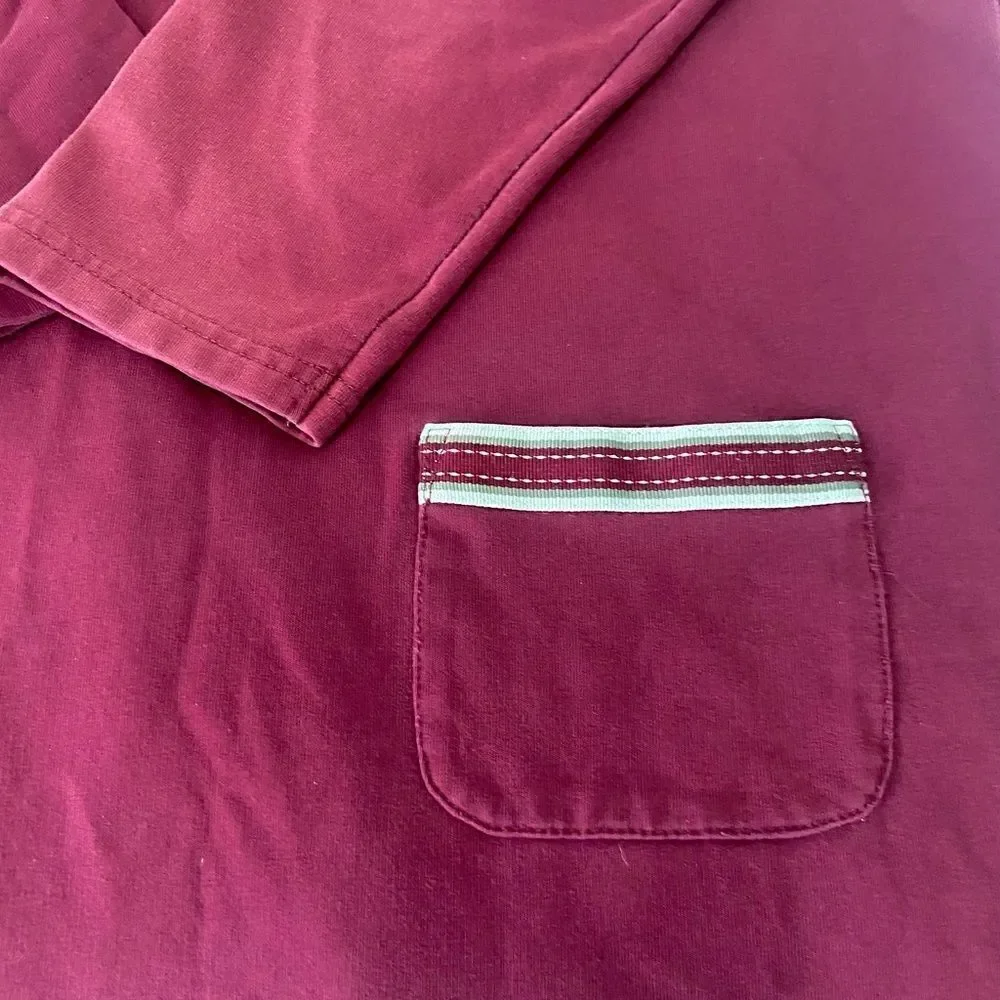 Sport Savvy women’s snap button burgundy jacket cream rivets size M